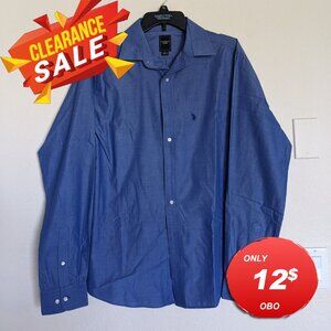 U.S. POLO ASSN Blue Button Down Dress Shirt, Size Large